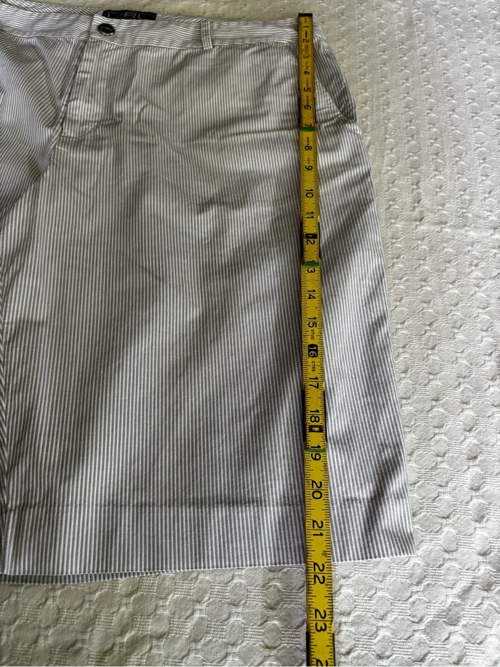 Ralph Lauren Beige Pinstriped Flat Front Men's Shorts